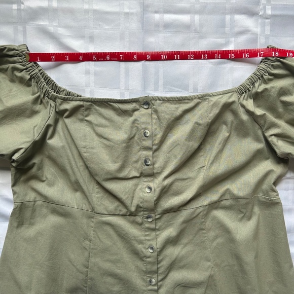 ASOS Maternity Green Off Shoulder Puff Sleeve Full Length Maxi Dress - Picture 5 of 13